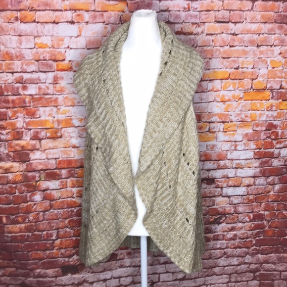 Apt. 9 Sweaters - Apt. 9 Long Tan Waterfall Crocheted Sweater Vest